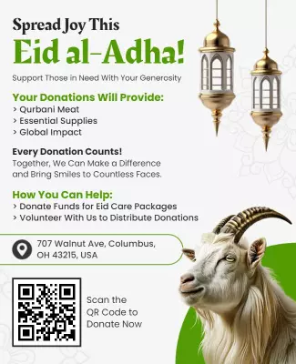 Joyful Green Eid al-Adha Charity Fundraiser Poster Template