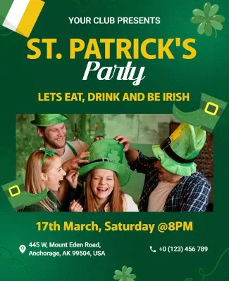 Joyful Green St. Patrick's Day Festivity and Celebration Poster Template
