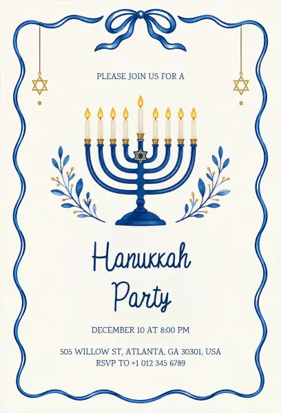 Joyful Hanukkah Celebration Party Invitation Template