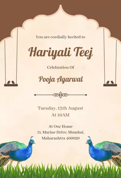Joyful Hariyali Teej Cultural Celebration Invitation Template
