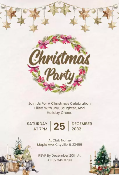 Joyful Holiday Cheer Christmas Celebration Invitation Template