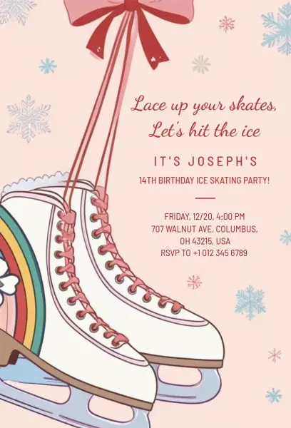 Joyful Ice Skating Birthday Celebration Invitation Template