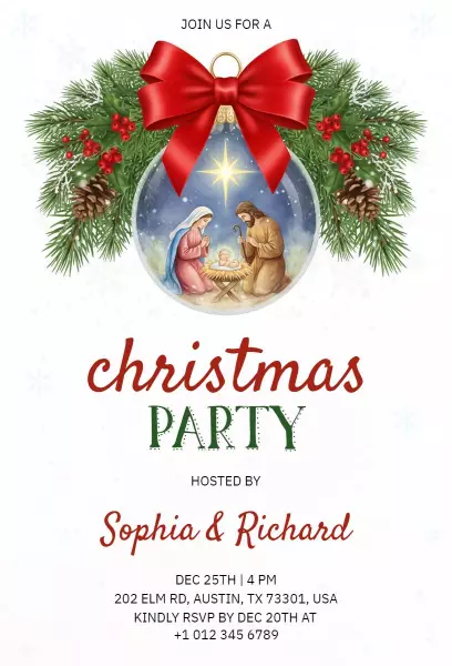 Joyful Nativity Scene Christmas Party Invitation Template