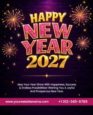 Joyful New Year 2027 Greeting Flyer Template