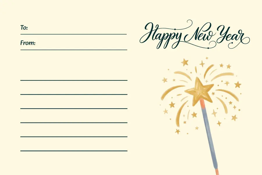 Joyful New Year Wishes Sparkle Postcard Template