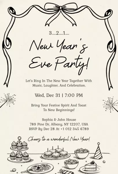 Joyful New Year’s Eve Festivities Celebration Invitation Template