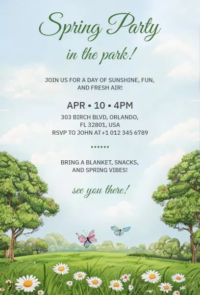 Joyful Outdoor Spring Party Gathering Invitation Template