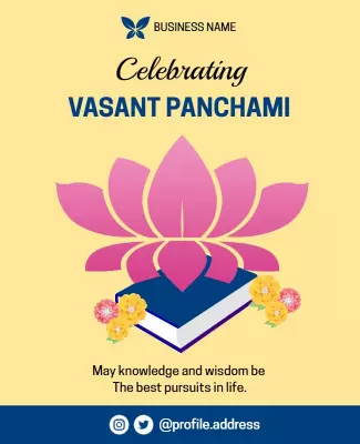 Joyful Pink Lotus Theme for Vasant Panchami Poster Template