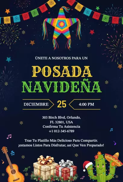 Joyful Posada Navideña Festive Celebration Invitation Template