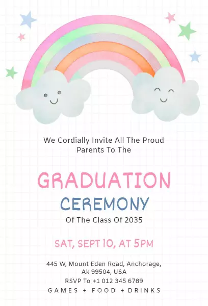 Joyful Rainbow Themed Graduation Celebration Invitation Template
