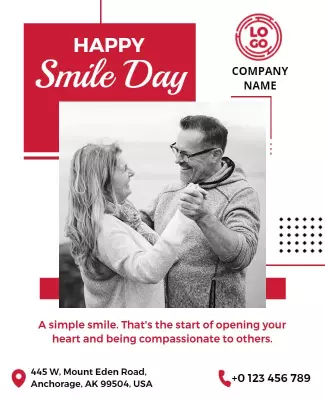 Joyful Red Smile Day Celebration Poster Template