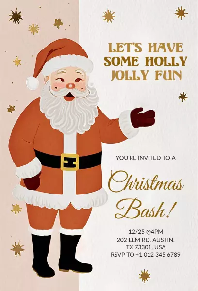 Joyful Santa Themed Christmas Bash Invitation Template