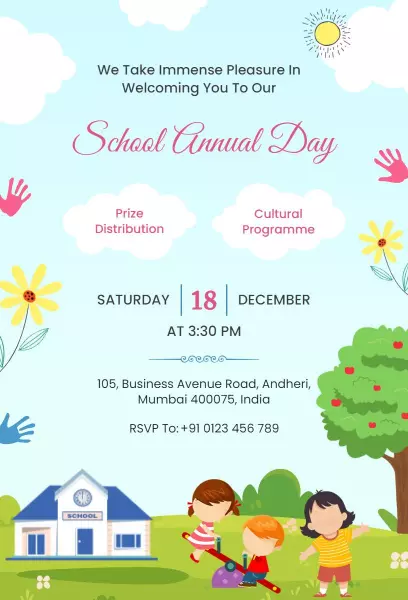 Joyful School Annual Day Celebration Invitation Template