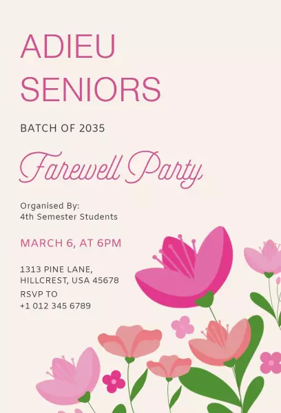 Joyful Seniors Farewell Party Celebration Invitation Template