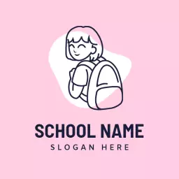 Joyful Student Illustration on Pink Background for School Logo Template