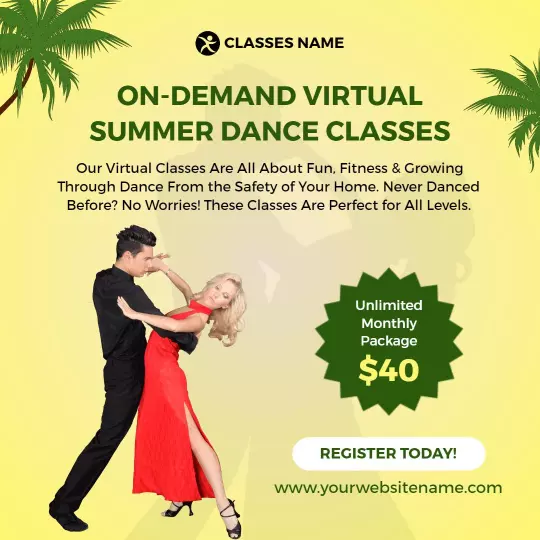 Joyful Summer Dance Classes for All Levels at Home Ad Template
