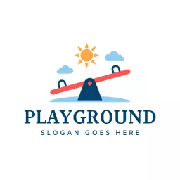 Joyful Sun and Seesaw Representing Fun Playground Logo Template
