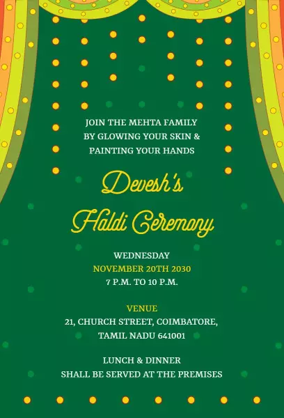 Joyful Traditional Indian Haldi Ceremony Invitation Template
