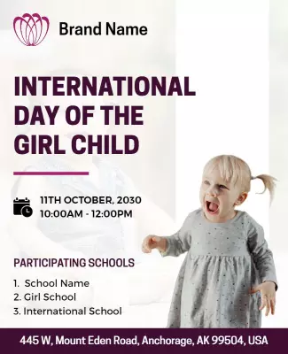 Joyful White International Day of the Girl Child Poster Template