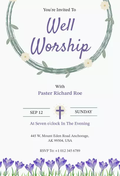 Joyful Worship Service Celebration Church Invitation Template