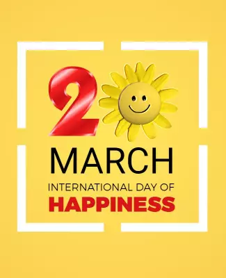 Joyful Yellow Garden-Themed International Happiness Day Poster Template