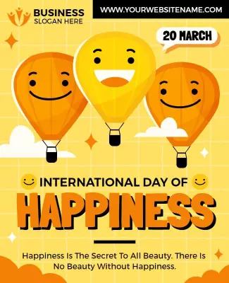Joyful Yellow Hot Air Balloon Celebration Poster Template
