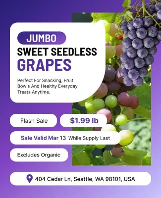 Jumbo Seedless Grapes Promotional Poster Template
