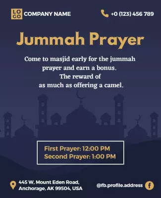Jummah Prayer Mosque Event Flyer Template