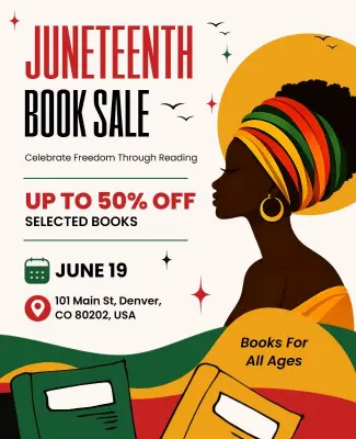 Juneteenth Book Sale Promotional Flyer Template