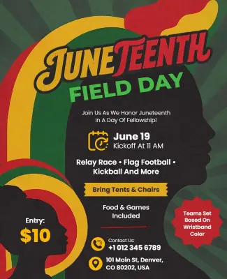 Juneteenth Celebration Field Day Event Flyer Template