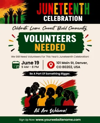 Juneteenth Celebration Volunteers Needed Flyer Template