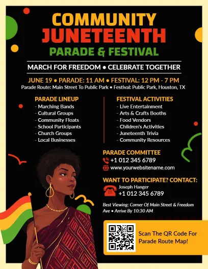 Juneteenth Community Parade and Festival Flyer Template