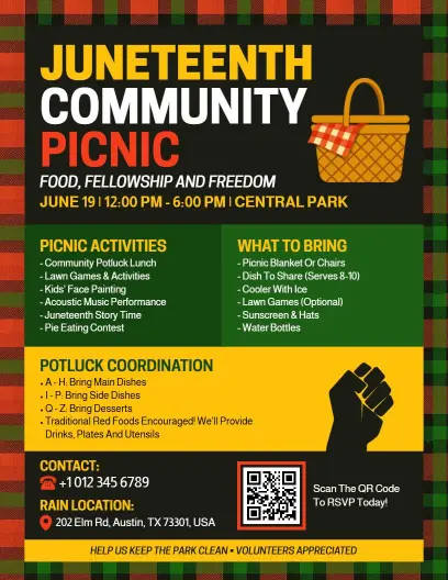 Juneteenth Community Picnic Flyer Template