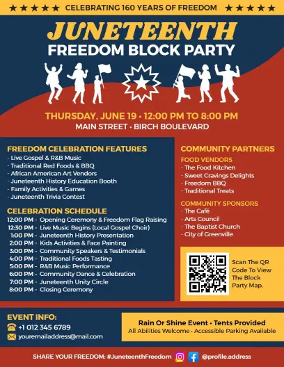Juneteenth Freedom Block Party Flyer Template