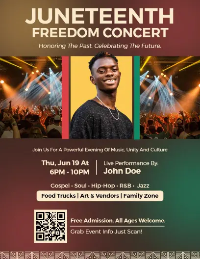 Juneteenth Freedom Concert Celebration Flyer Template