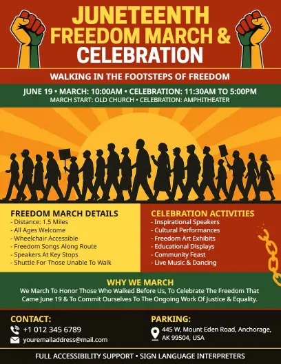 Juneteenth Freedom March Flyer Template