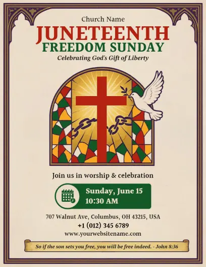 Juneteenth Freedom Sunday Service Flyer Template