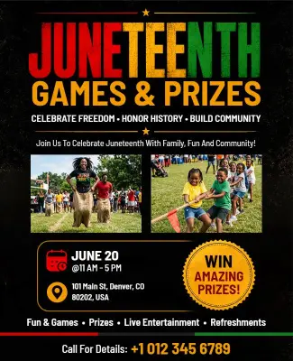 Juneteenth Games and Prizes Flyer Template