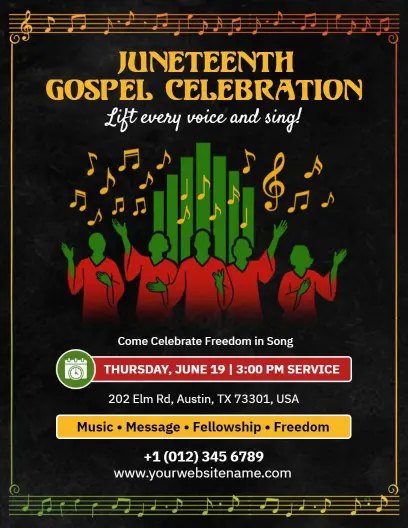 Juneteenth Gospel Celebration Flyer Template