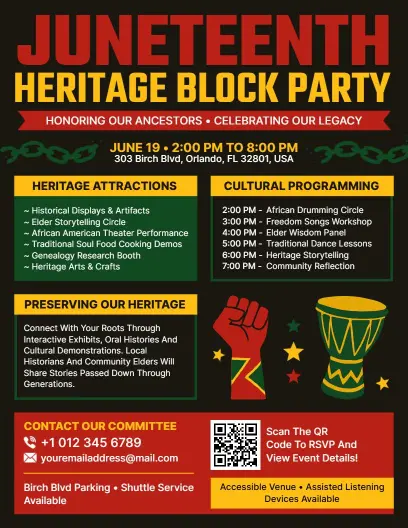 Juneteenth Heritage Block Party Flyer Template