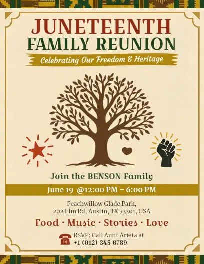 Juneteenth Heritage Family Reunion Flyer Template