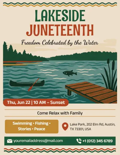 Juneteenth Lakeside Family Celebration Flyer Template