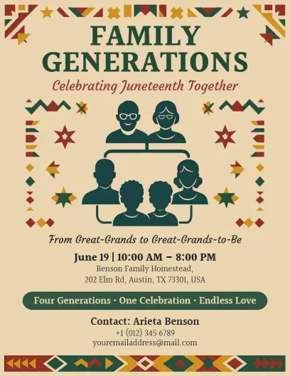 Juneteenth Multi-Generation Celebration Flyer Template