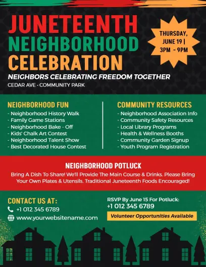 Juneteenth Neighborhood Celebration Flyer Template