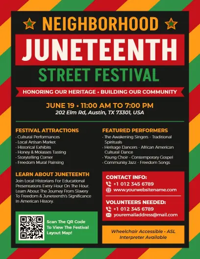 Juneteenth Neighborhood Street Festival Flyer Template