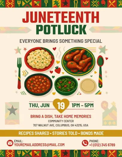 Juneteenth Potluck Celebration Flyer Template