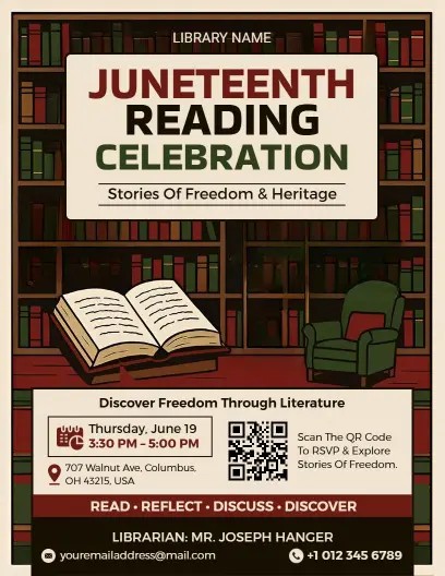 Juneteenth Reading Celebration Event Flyer Template