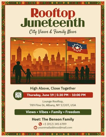 Juneteenth Rooftop Family Gathering Flyer Template