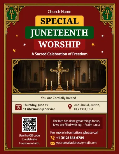 Juneteenth Special Worship Service Flyer Template