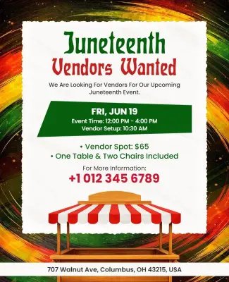 Juneteenth Vendors Wanted Flyer Template
